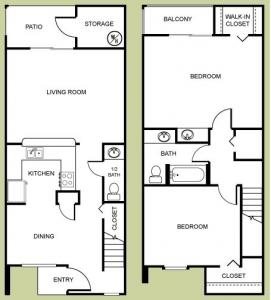 The Heritage Townhome - 2 Bedroom, 1.5 Bath Floor Plan 4